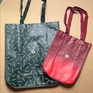 Lululemon Green and Red Tote Bags